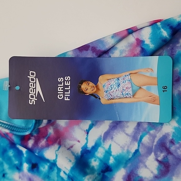 Speedo Girls 2-Piece Tankini Swimsuit Blue Purple Size 16 - Picture 5 of 10